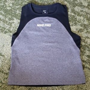 Nike Pro Heather Grey Crop Top with Mesh Back